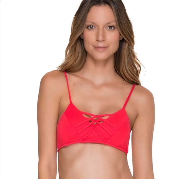 NWT CHIEF FISHBONE CHERRY BRALETTE TOP BY MALAI - Picture 3 of 4
